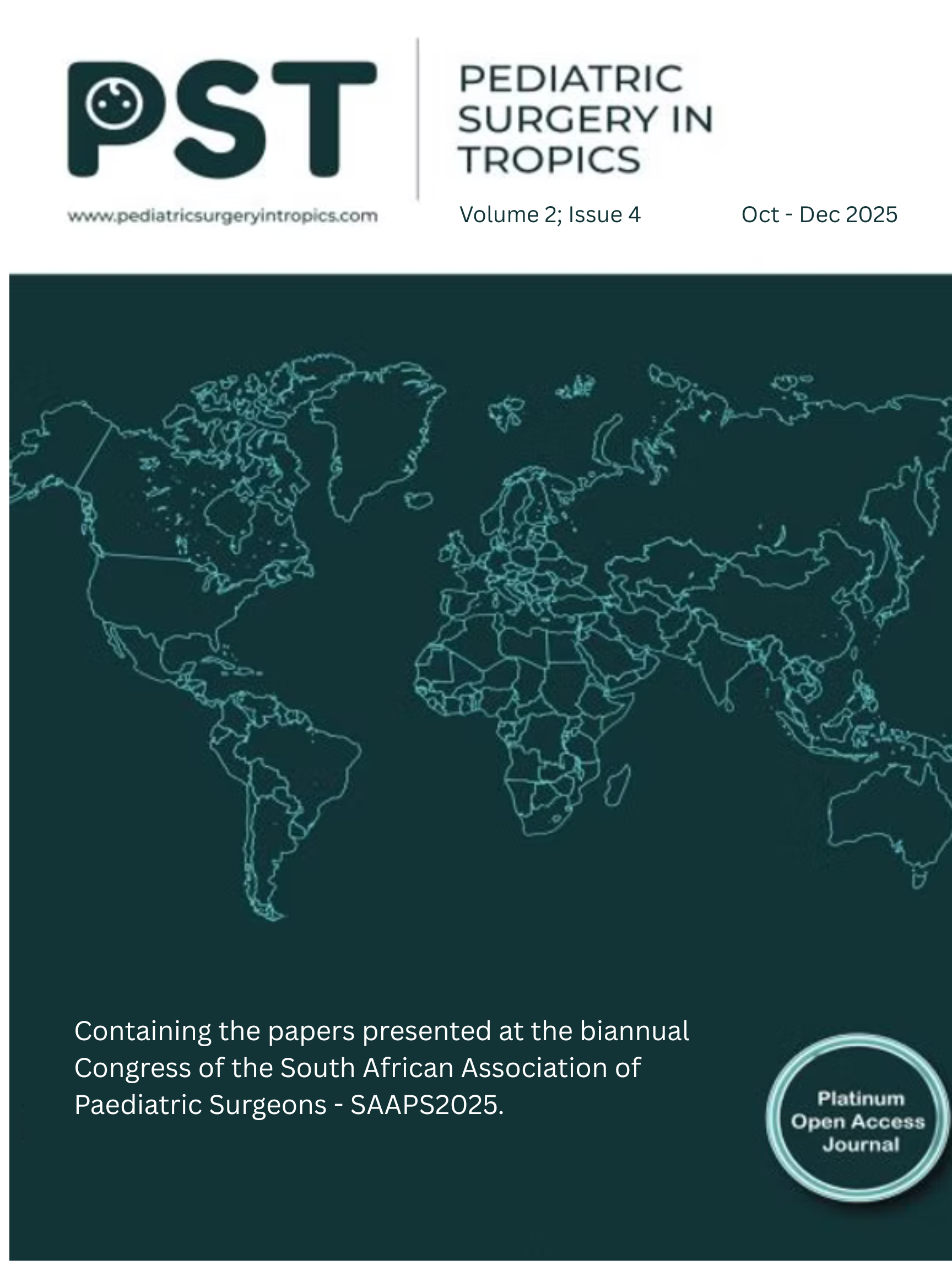 Cover of Oct 2025: Containing the papers presented at the biannual Congress of the South African Association of Paediatric Surgeons - SAAPS2025